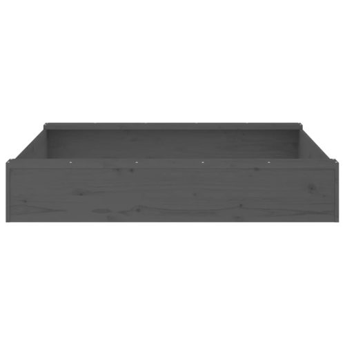  szürke négyszög alakú tömör fenyőfa homokozó ülésekkel