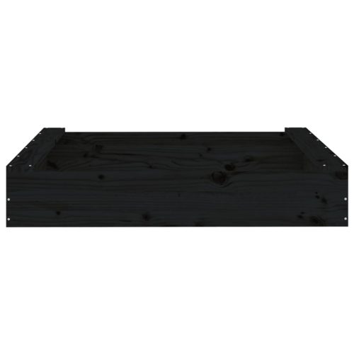  fekete négyszögű tömör fenyőfa homokozó ülésekkel