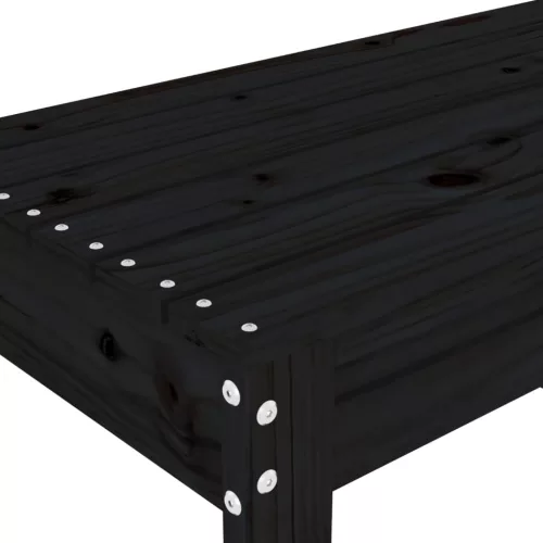  fekete tömör fenyőfa kerti pad 80x38x45 cm