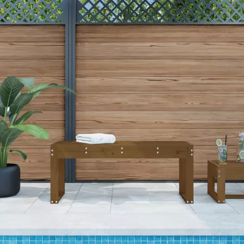 mézbarna tömör fenyőfa kerti pad 110x38x45 cm