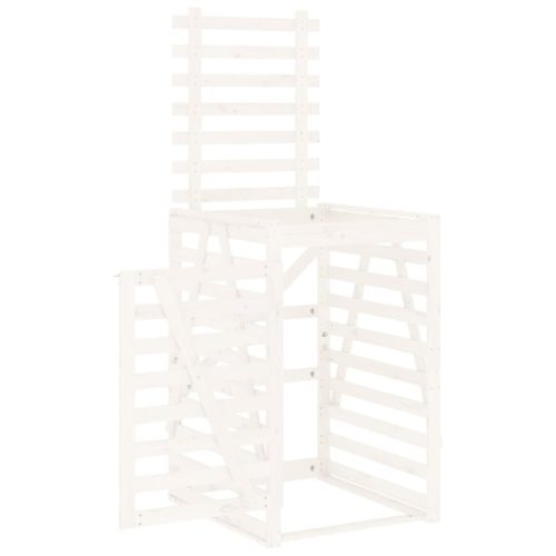  fehér tömör fenyőfa szemeteskuka tároló 84x90x128,5 cm