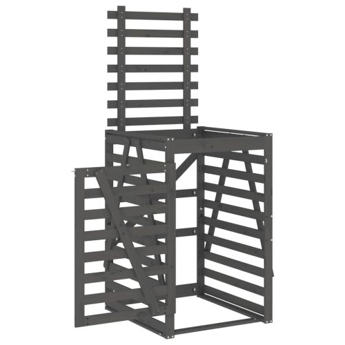  szürke tömör fenyőfa szemeteskuka tároló 84x90x128,5 cm