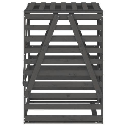  szürke tömör fenyőfa szemeteskuka tároló 84x90x128,5 cm