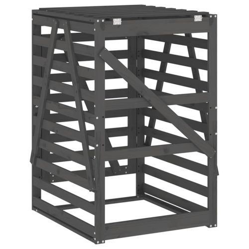  szürke tömör fenyőfa szemeteskuka tároló 84x90x128,5 cm