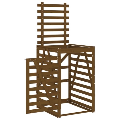  mézbarna tömör fenyőfa szemeteskuka tároló 84x90x128,5 cm