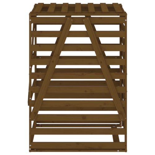  mézbarna tömör fenyőfa szemeteskuka tároló 84x90x128,5 cm