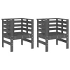  2 db szürke tömör fenyőfa kerti szék 61,5 x 53 x 71 cm