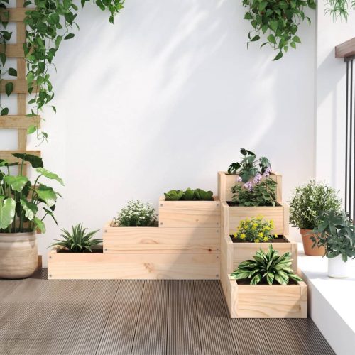  4 szintes tömör fenyőfa kerti virágtartó 80,5 x 79 x 36 cm