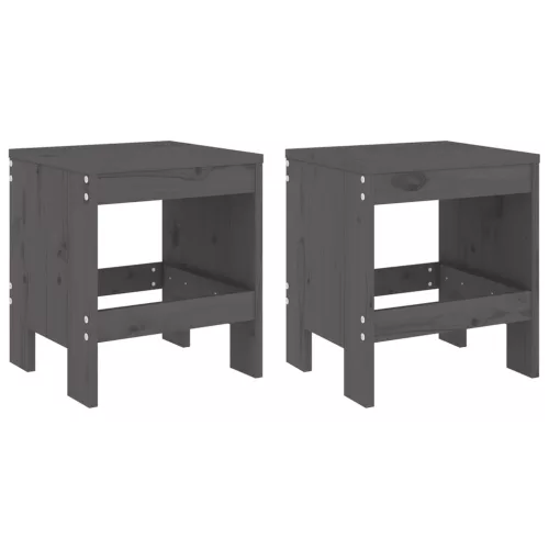  2 db szürke tömör fenyőfa ülőke 40 x 36 x 45 cm