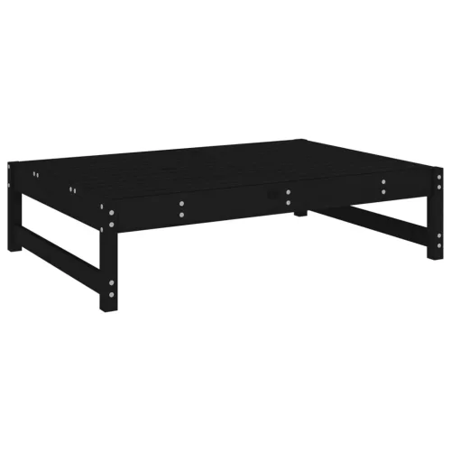  fekete tömör fenyőfa kerti lábzsámoly párnával 120x80 cm