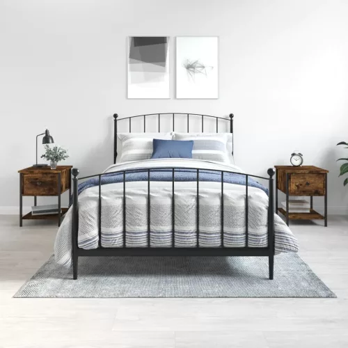  2 db füstös tölgy színű szerelt fa éjjeliszekrény 34x35,5x45 cm