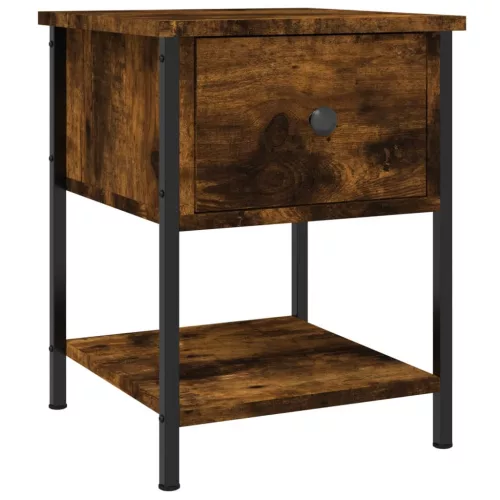  2 db füstös tölgy színű szerelt fa éjjeliszekrény 34x35,5x45 cm