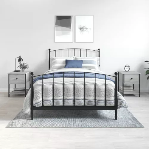  2 db szürke sonoma színű szerelt fa éjjeliszekrény 34x35,5x45cm