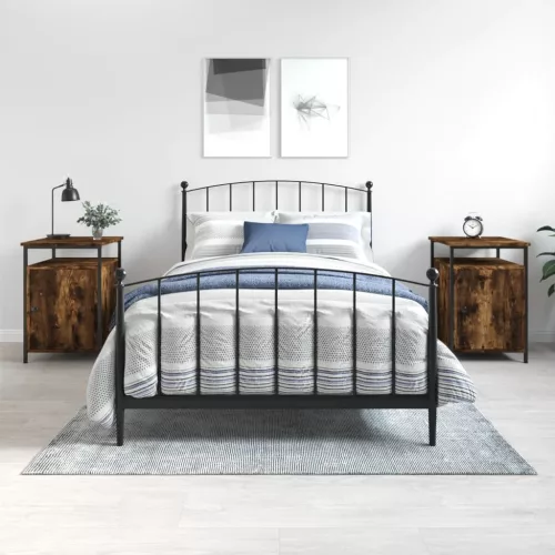  2 db füstös tölgy színű szerelt fa éjjeliszekrény 40x42x60 cm