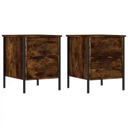  2 db füstös tölgy színű szerelt fa éjjeliszekrény 40x42x50 cm