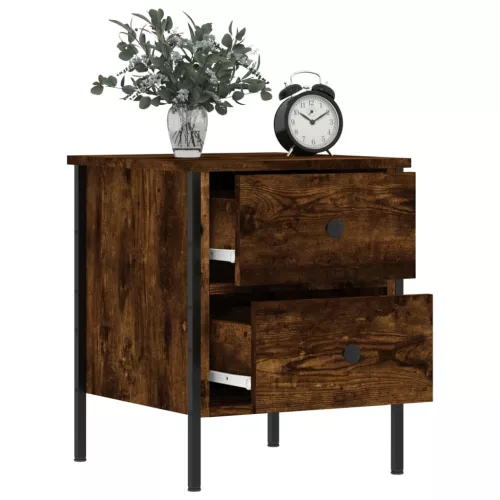  2 db füstös tölgy színű szerelt fa éjjeliszekrény 40x42x50 cm