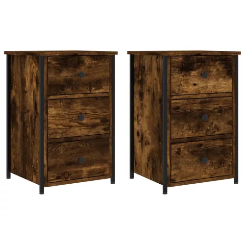  2 db füstös tölgy színű szerelt fa éjjeliszekrény 40x36x60 cm