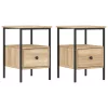  2 db sonoma tölgy színű szerelt fa éjjeliszekrény 34x36x50 cm