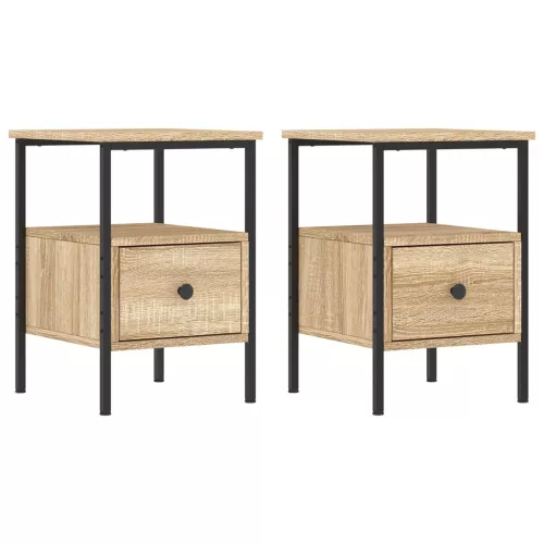  2 db sonoma tölgy színű szerelt fa éjjeliszekrény 34x36x50 cm