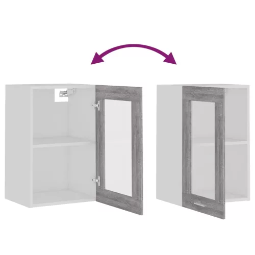  “Lyon” szürke sonoma színű szerelt fa függő üvegszekrény