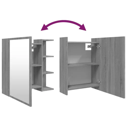  szürke sonoma színű szerelt fa tükrös szekrény 62,5x20,5x64 cm