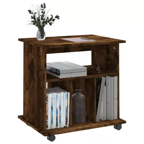  füstös tölgy színű szerelt fa kerekes szekrény 60 x 45 x 60 cm