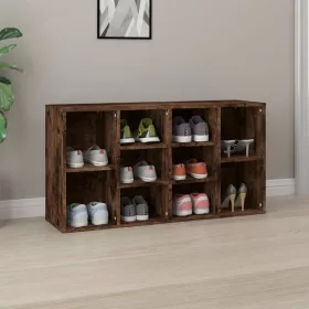    füstös tölgy színű szerelt fa cipőtároló pad 103x30x54,5 cm