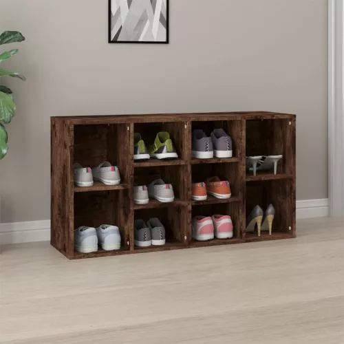  füstös tölgy színű szerelt fa cipőtároló pad 103x30x54,5 cm