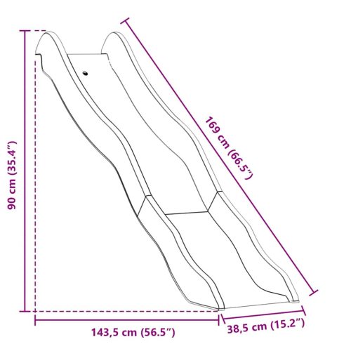  kék polipropilén játszócsúszda 174 x 38 cm