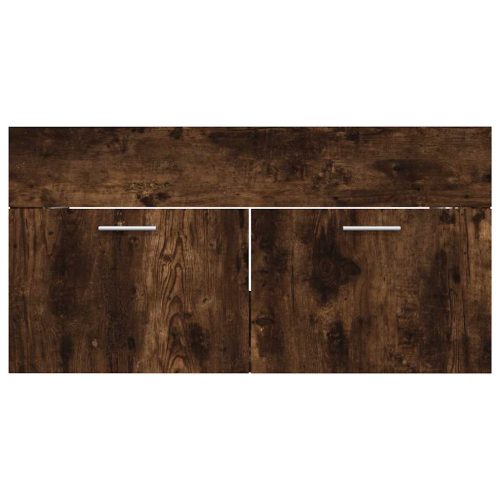  2 részes füstös tölgy színű szerelt fa fürdőszobai bútorszett