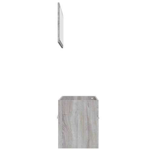  2 részes szürke sonoma színű szerelt fa fürdőszobai bútorszett