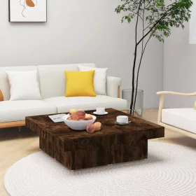    füstös tölgy színű szerelt fa dohányzóasztal 90x90x28 cm
