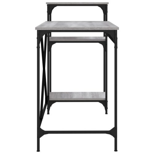  szürke sonoma fa és vas íróasztal polcokkal 135x50x90 cm