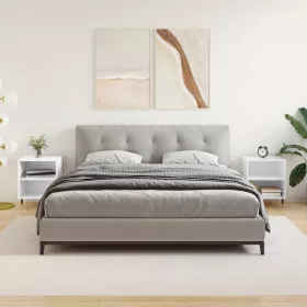    2 db magasfényű fehér szerelt fa éjjeliszekrény 40x30x50 cm