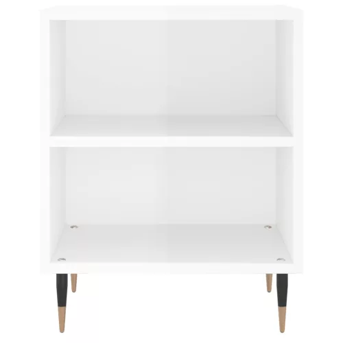  2 db magasfényű fehér szerelt fa éjjeliszekrény 40x30x50 cm