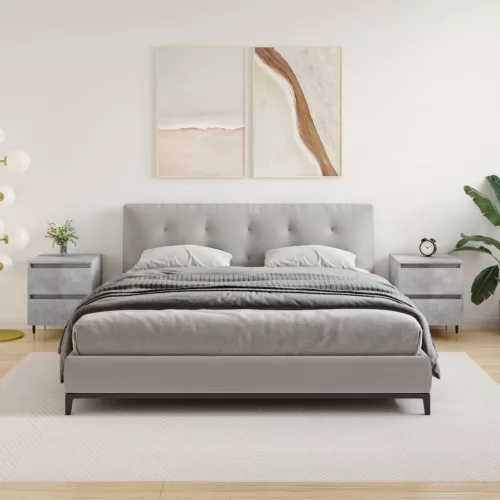  2 db betonszürke szerelt fa éjjeliszekrény 40 x 35 x 50 cm