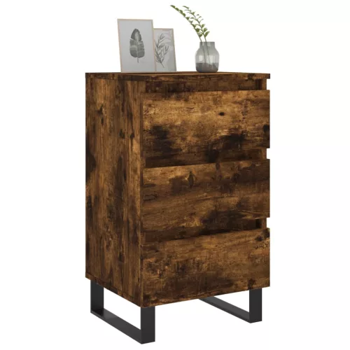  2 db füstös tölgy színű szerelt fa éjjeliszekrény 40x35x69 cm