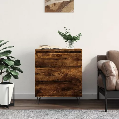  füstös tölgy színű szerelt fa tálalószekrény 60 x 35 x 70 cm