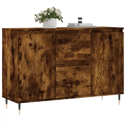  füstös tölgy színű szerelt fa tálalószekrény 104 x 35 x 70 cm