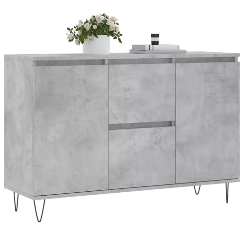  betonszürke szerelt fa tálalószekrény 104 x 35 x 70 cm