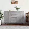  szürke sonoma színű szerelt fa tálalószekrény 101,5 x 35 x 70 cm