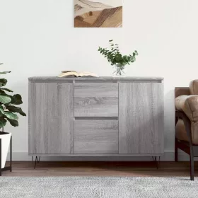   szürke sonoma színű szerelt fa tálalószekrény 101,5 x 35 x 70 cm