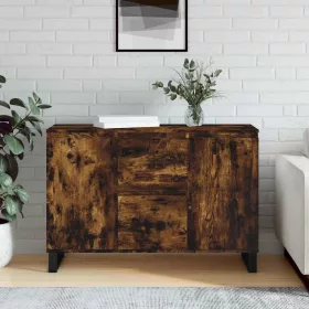    füstös tölgy színű szerelt fa tálalószekrény 104 x 35 x 70 cm