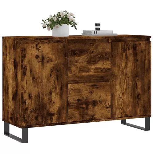  füstös tölgy színű szerelt fa tálalószekrény 104 x 35 x 70 cm