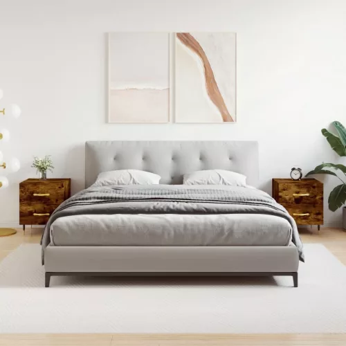  2 db füstös tölgy színű szerelt fa éjjeliszekrény 40x35x47,5 cm