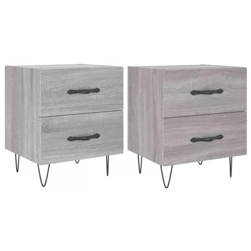  2 db szürke sonoma színű szerelt fa éjjeliszekrény 40x35x47,5cm