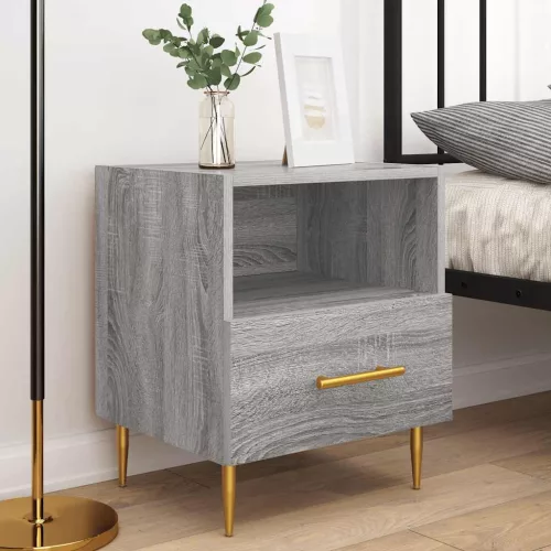  2 db szürke sonoma színű szerelt fa éjjeliszekrény 40x35x47,5cm