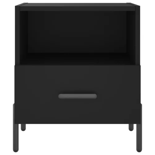  2 db fekete szerelt fa és vas éjjeliszekrény 40 x 35 x 47,5 cm