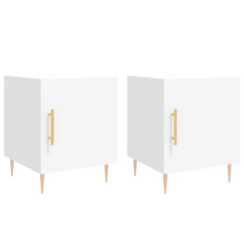  2 db fehér szerelt fa éjjeliszekrény 40 x 40 x 50 cm