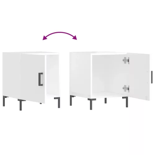  2 db magasfényű fehér szerelt fa éjjeliszekrény 40 x 40 x 50 cm